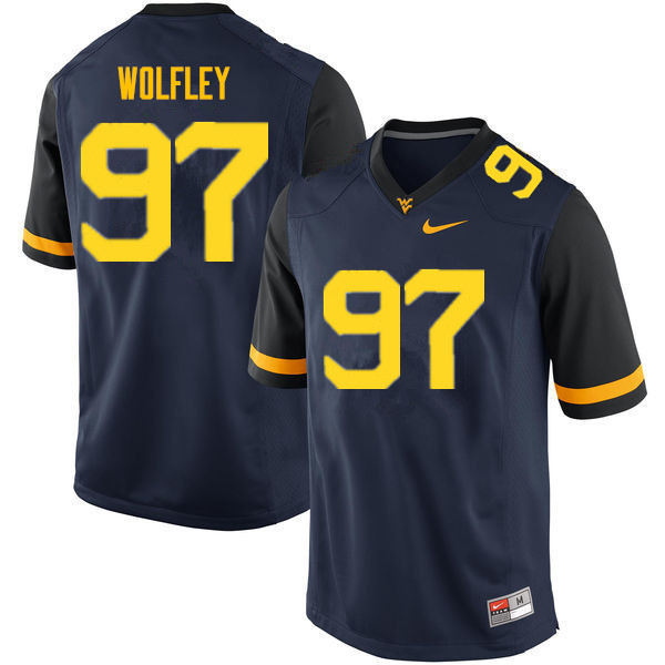 NCAA Men's Stone Wolfley West Virginia Mountaineers Navy #97 Nike Stitched Football College Authentic Jersey GJ23B20NM